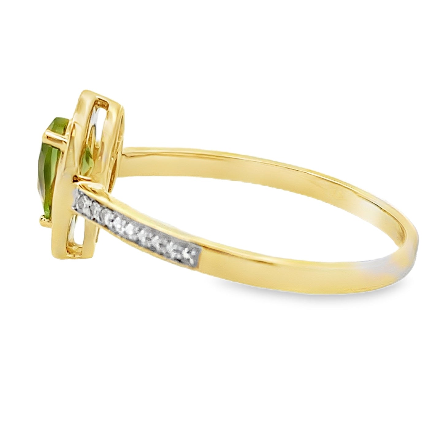 Genuine .50ct Peridot Diamond Ring in 10KT Yellow Gold