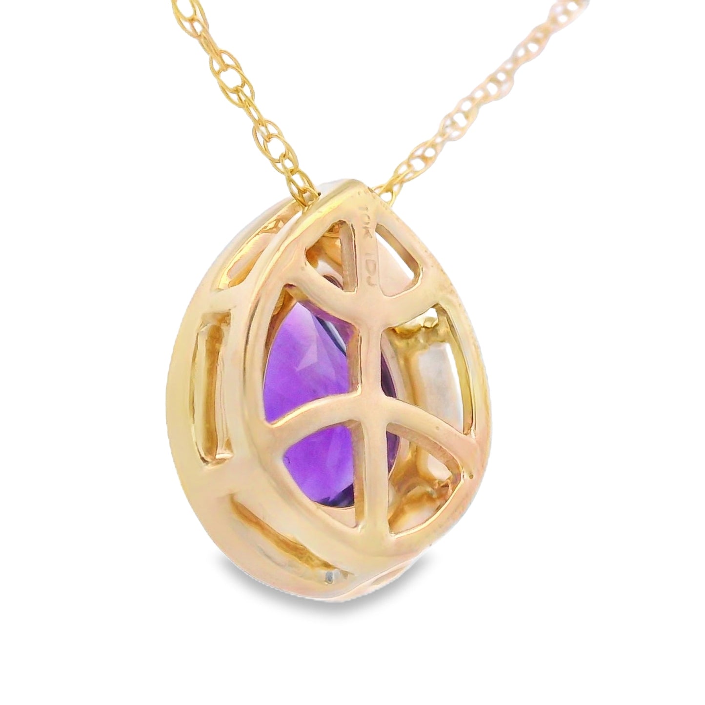 Amethyst Diamond Fashion Pendant in 10KT Yellow Gold