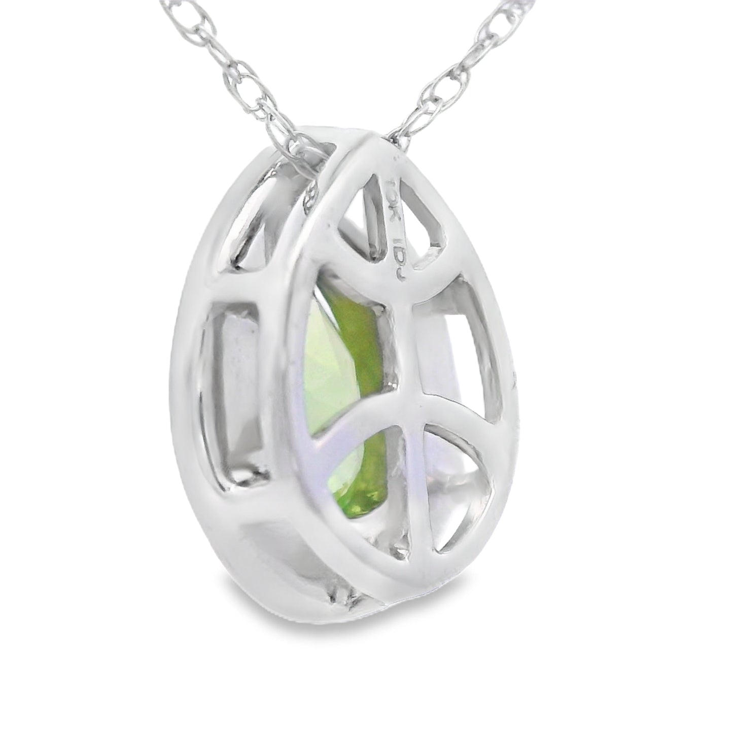.47ct Pendentif en Péridot et Diamant en Or Blanc 10KT