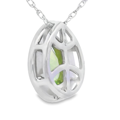 .47ct Peridot and Diamond Pendant in 10KT White Gold