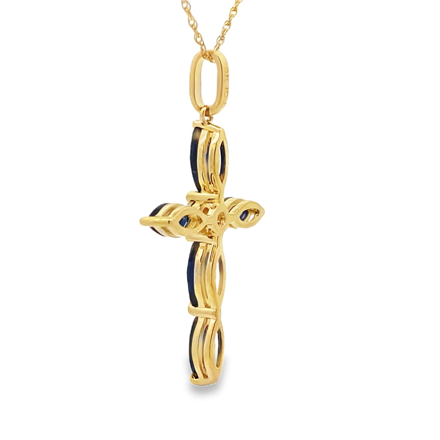 Sapphire Cross Pendant in 10KT Yellow Gold