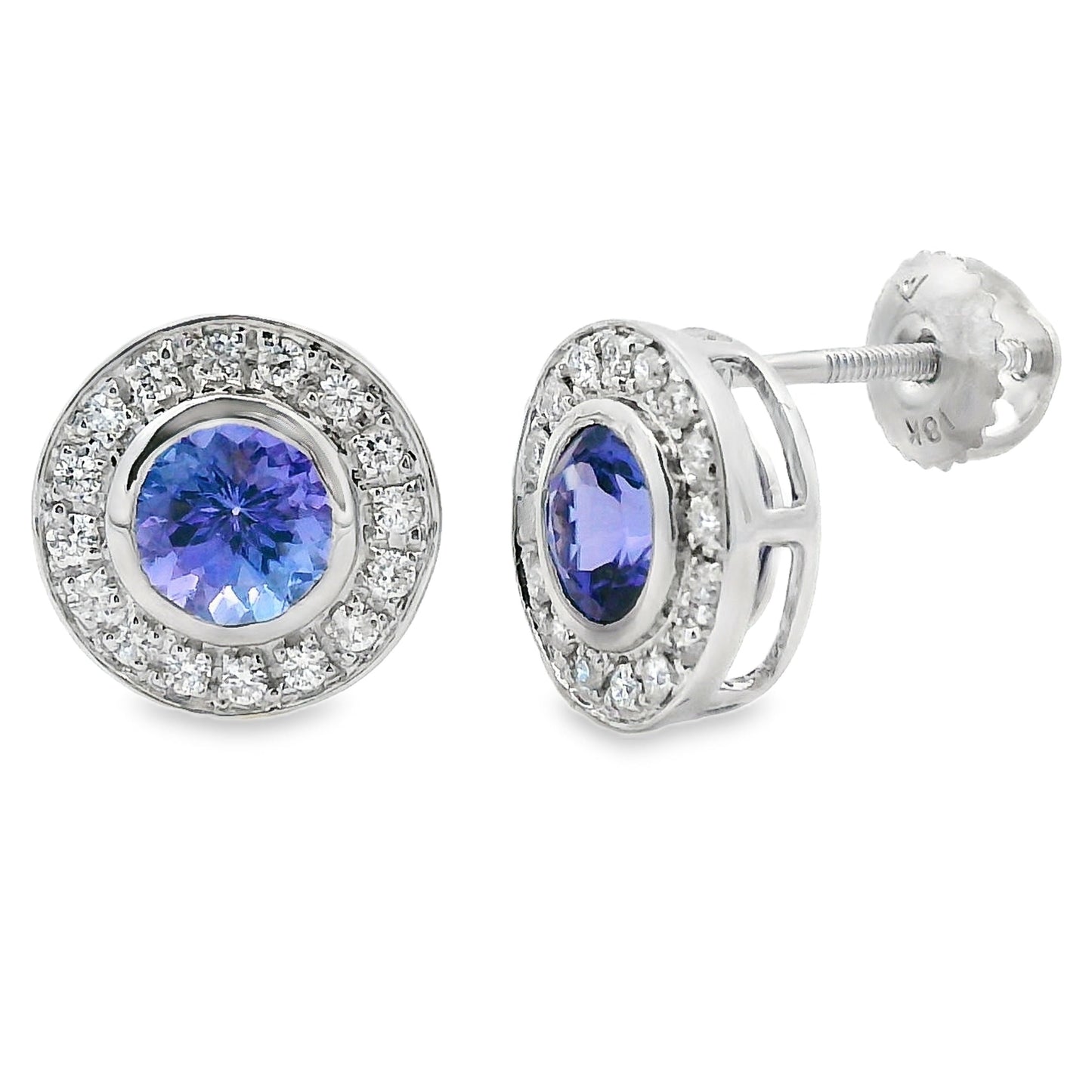 Pendientes de Tanzanita y Diamante de 1.75ct en Oro Blanco de 18KT