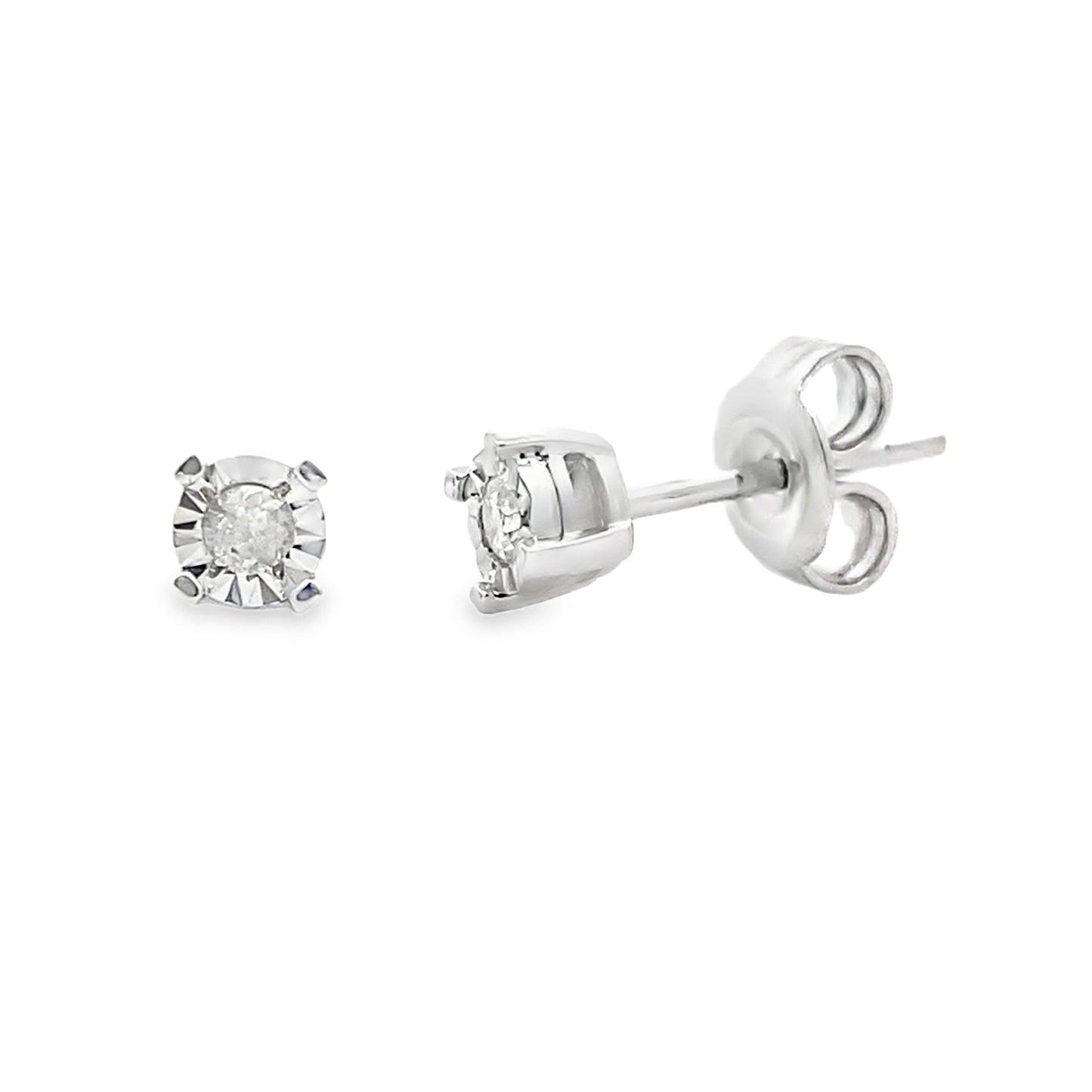Boucles d'oreilles en diamant naturel de 0,10 ct en argent sterling