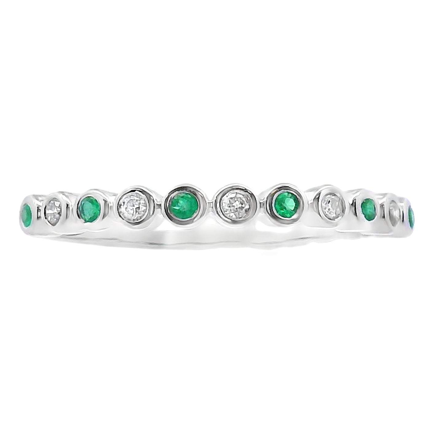 Emerald Diamond Stackable Band Set in 14KT White Gold
