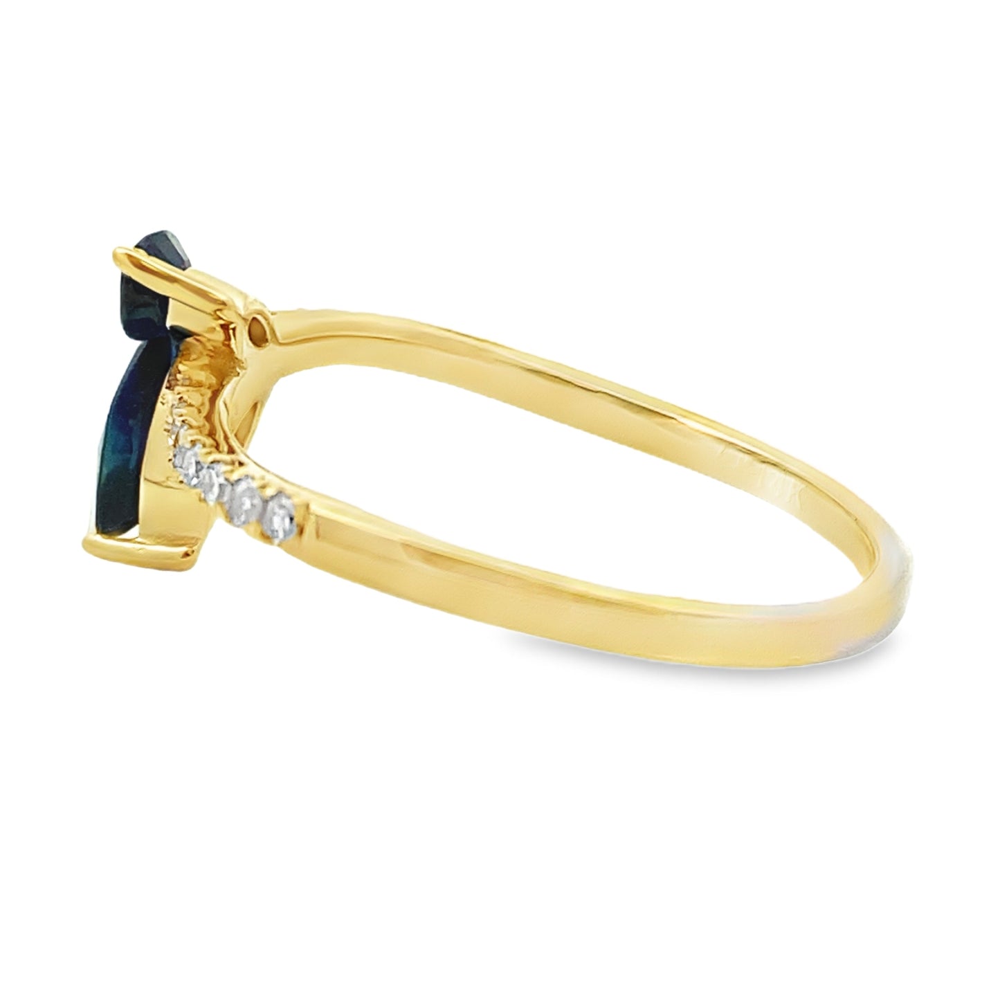 Bague en saphir et diamant naturel de 0,36 ct en or jaune 14KT