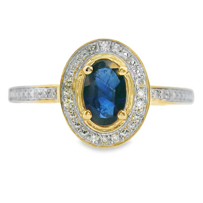 Bague en saphir naturel de 0,67 ct avec diamants en or jaune 10KT