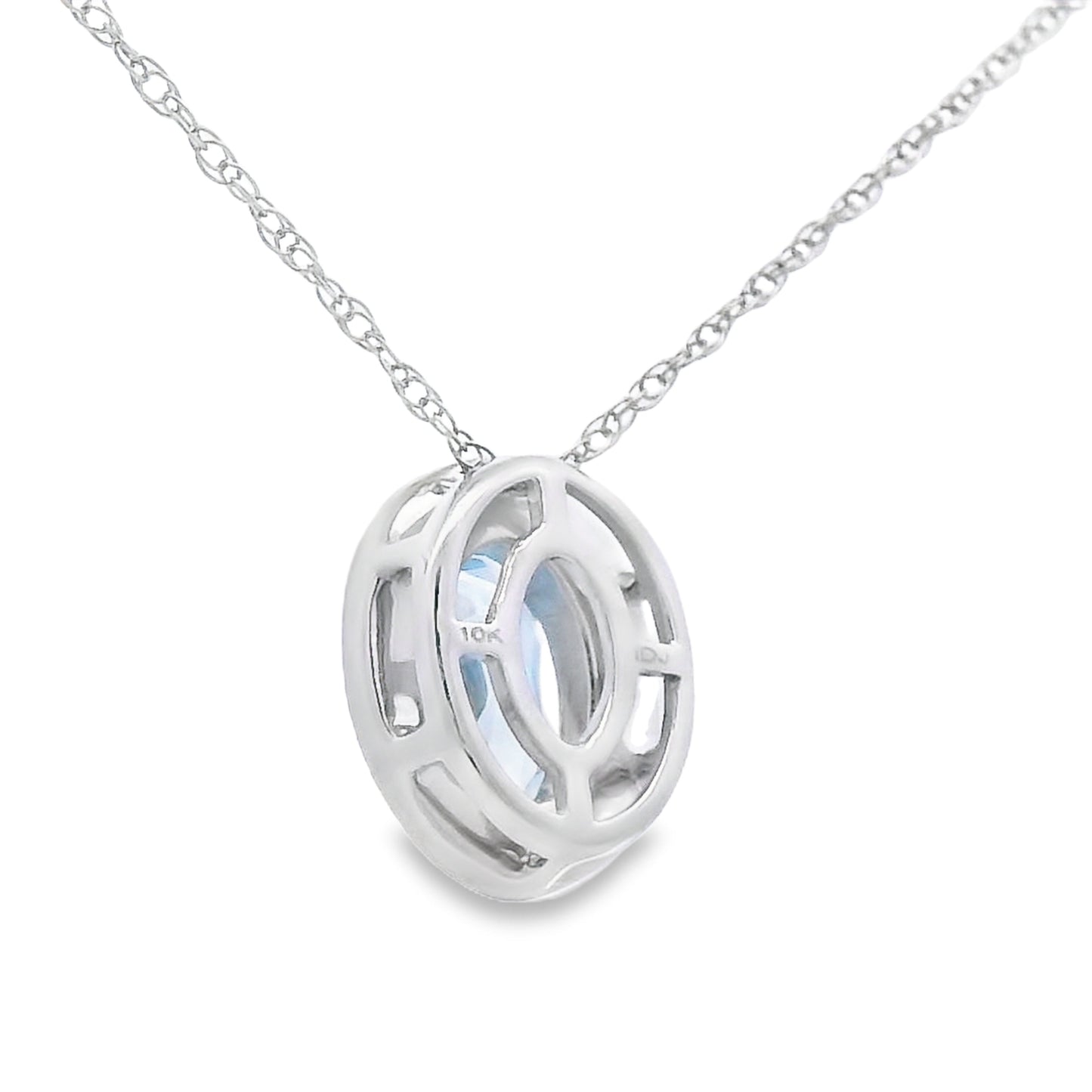 Colgante de Diamante de Aguamarina en Oro Blanco de 10KT