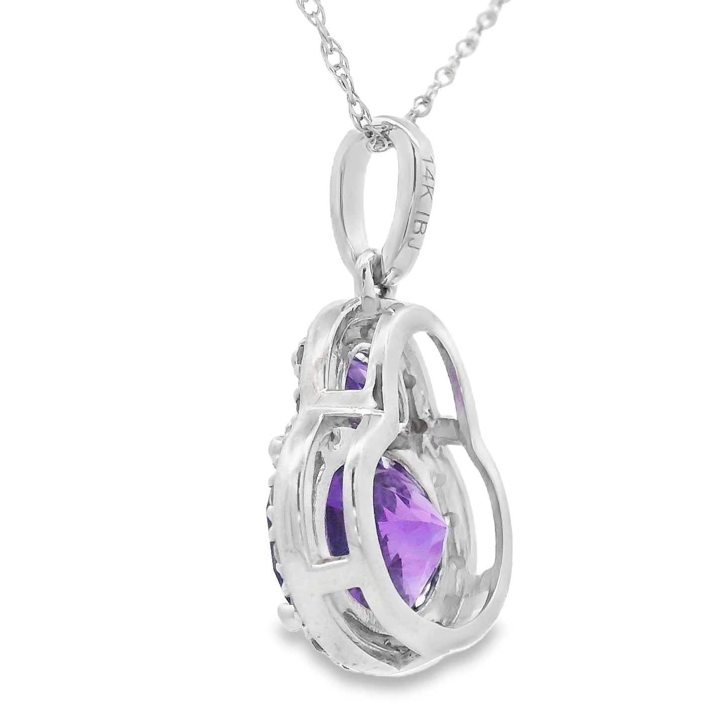 Amethyst Diamond Fashion Pendant in 14KT White Gold