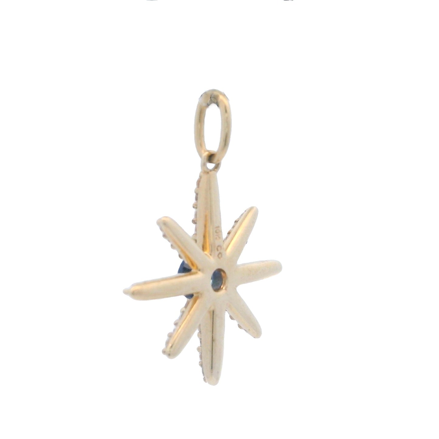 Genuine Created Sapphire Star Pendant in 10KT Yellow Gold