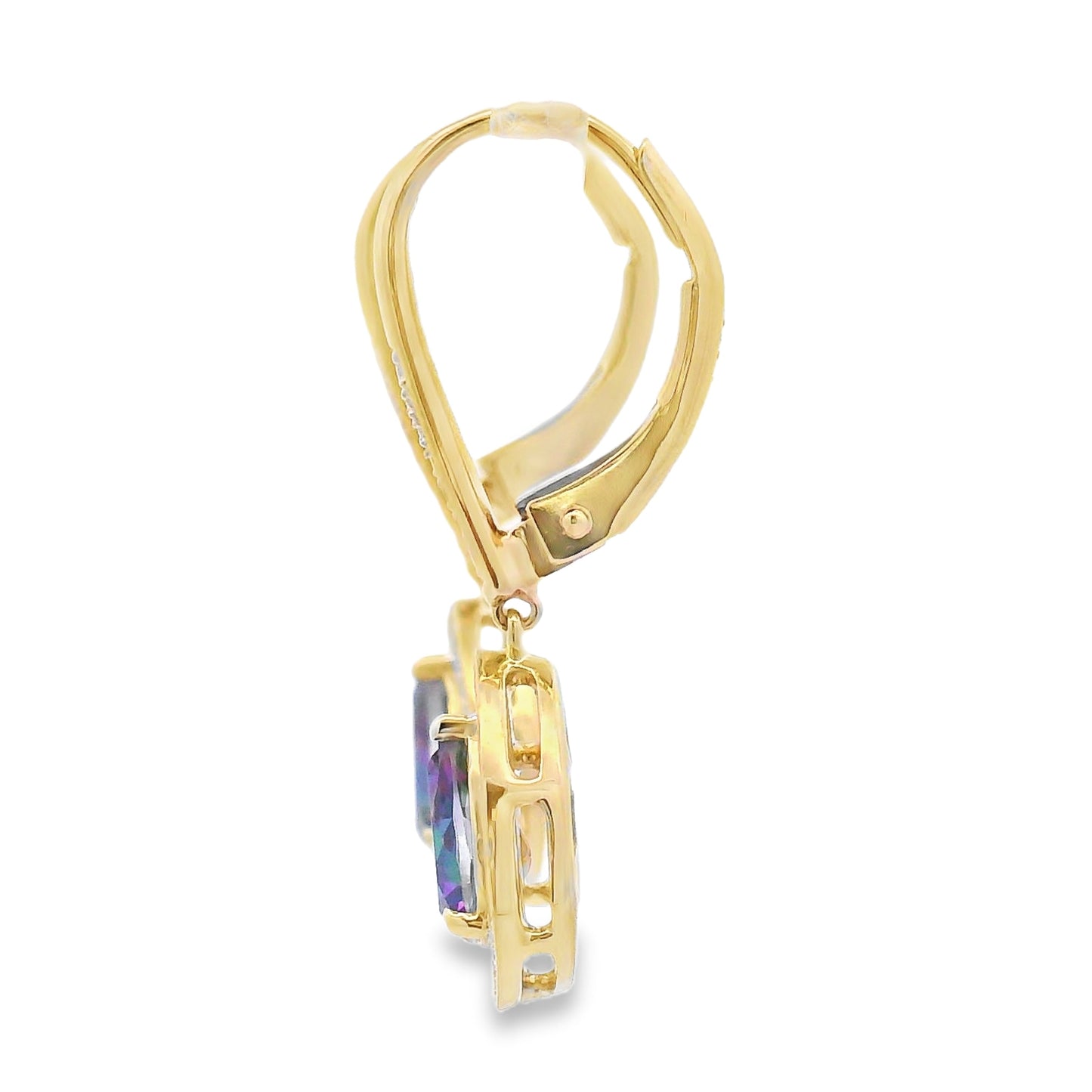 Mystic Fire Topaz Dangle Earrings in 10KT Yellow Gold
