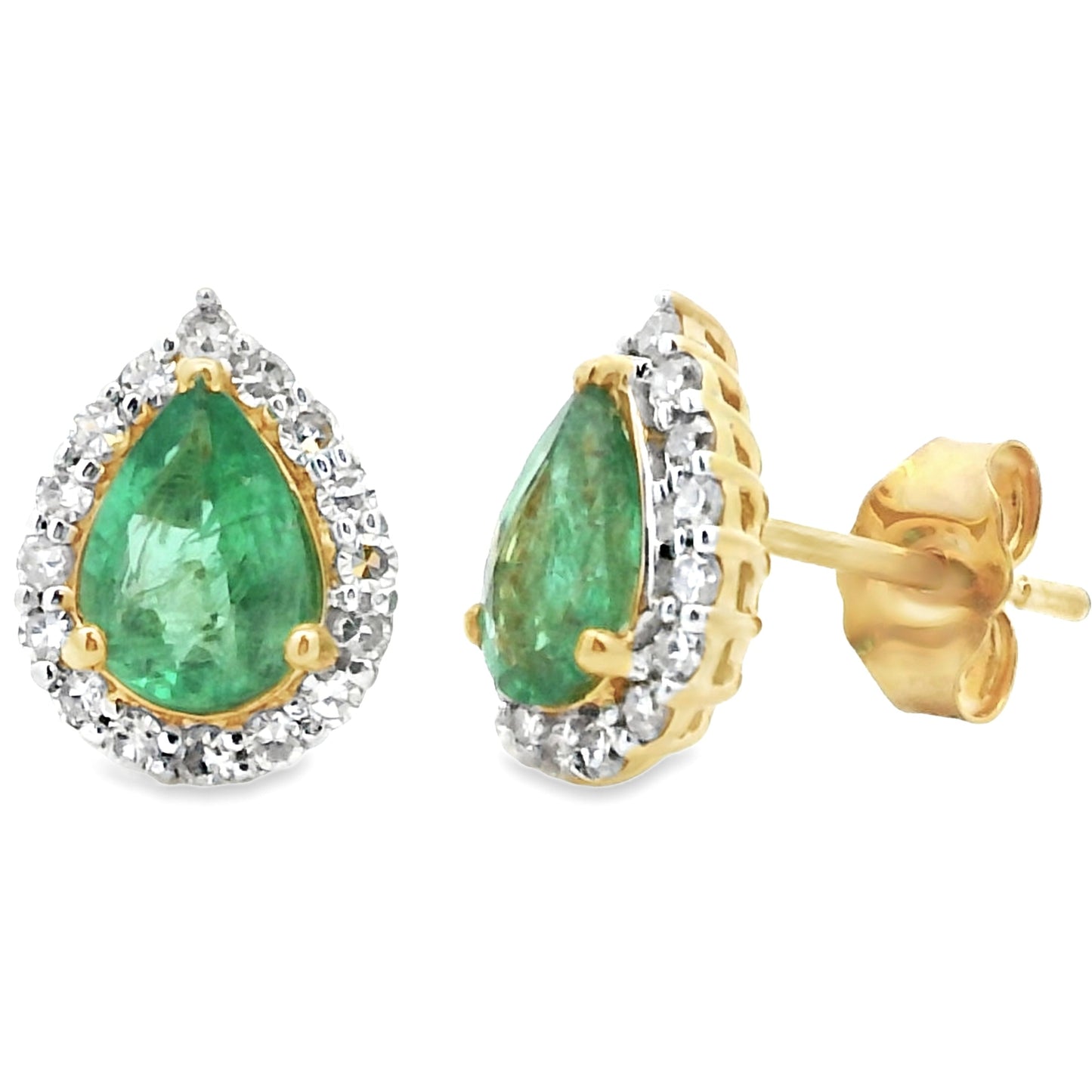 1.50ct Emerald and Diamond Earrings in 10KT Yellow Gold