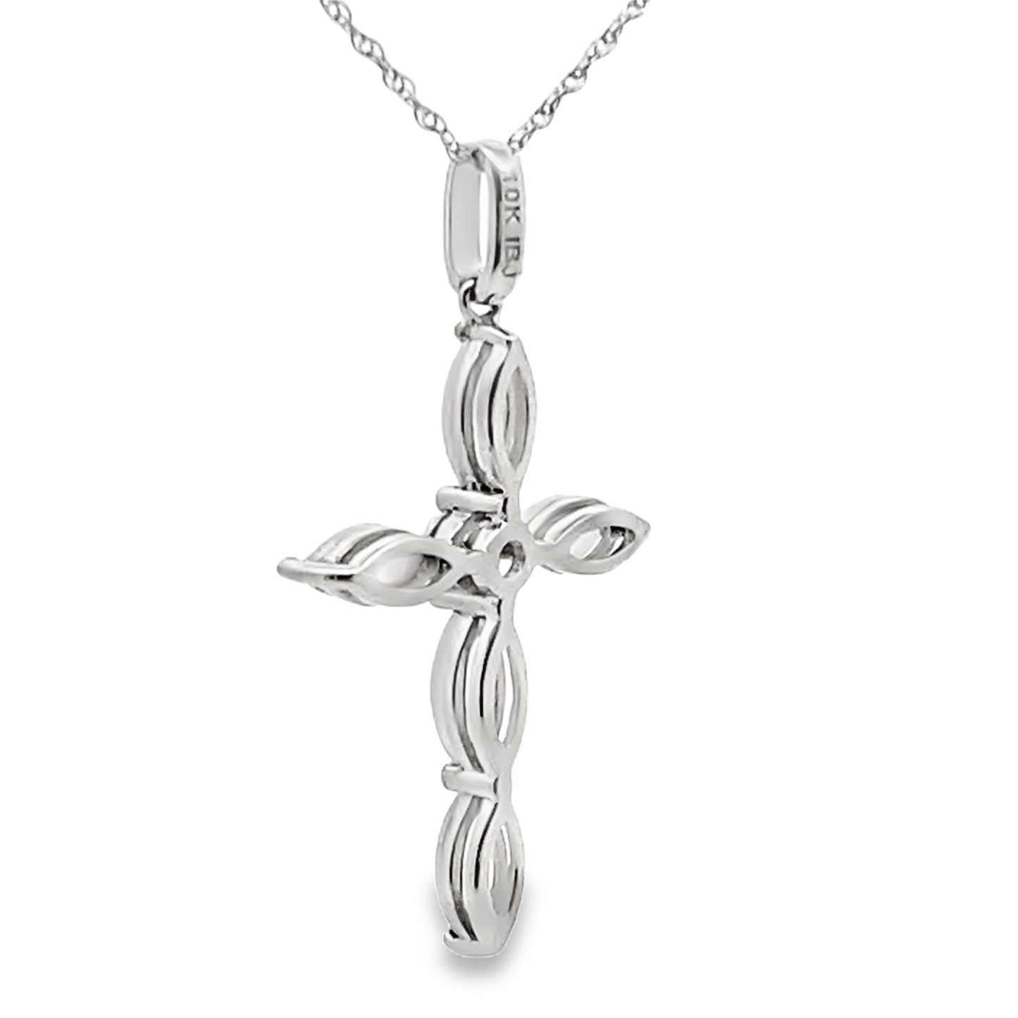 Opal Diamond Cross Pendant in 10KT White Gold