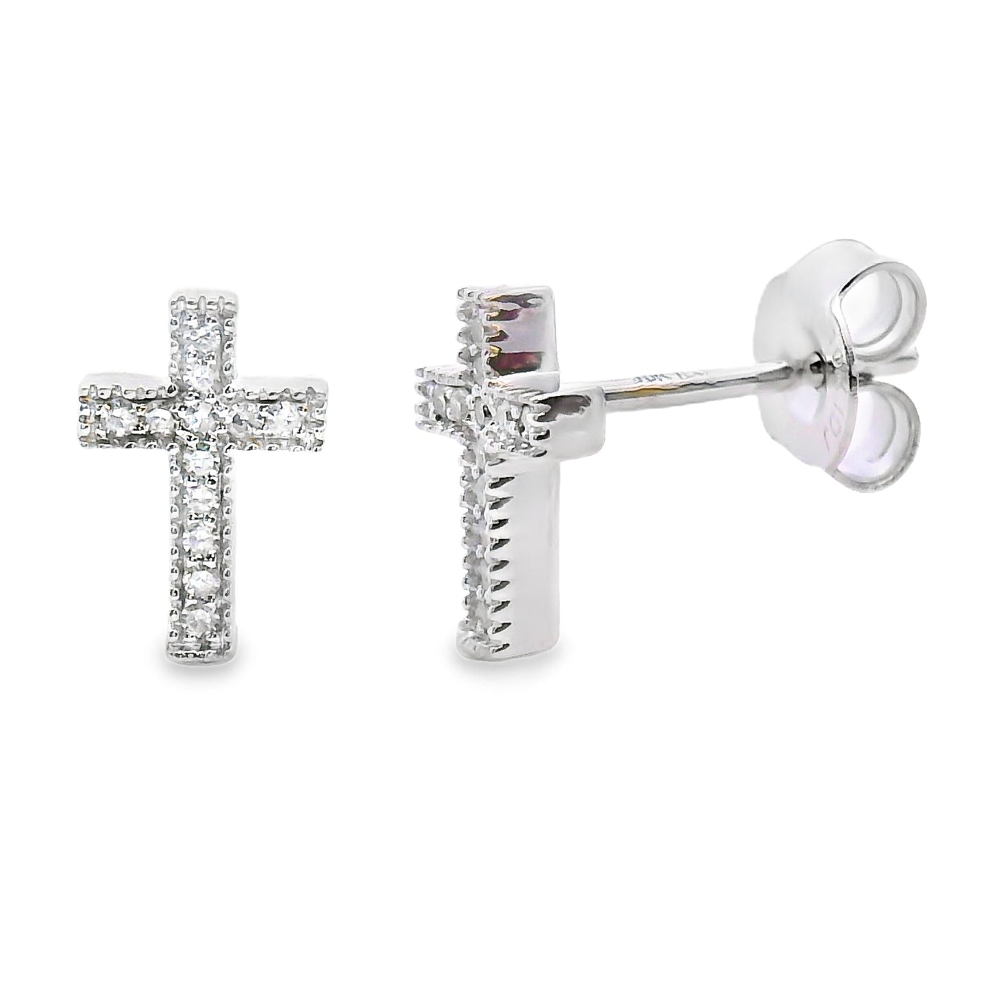 Genuine .09ct Diamond Cross Earrings in 10KT White Gold