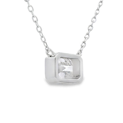 Natural 0.85ct Moissanite Pendant in Sterling Silver