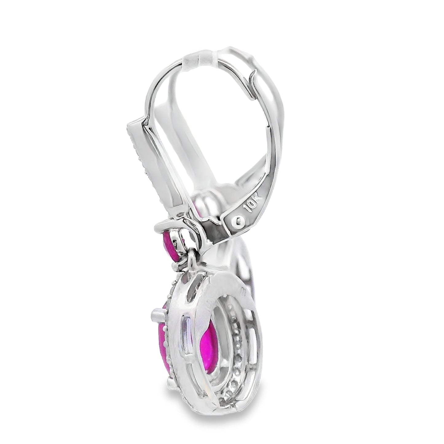 3.50ct Ruby Diamond Dangle Earrings in 10KT White Gold