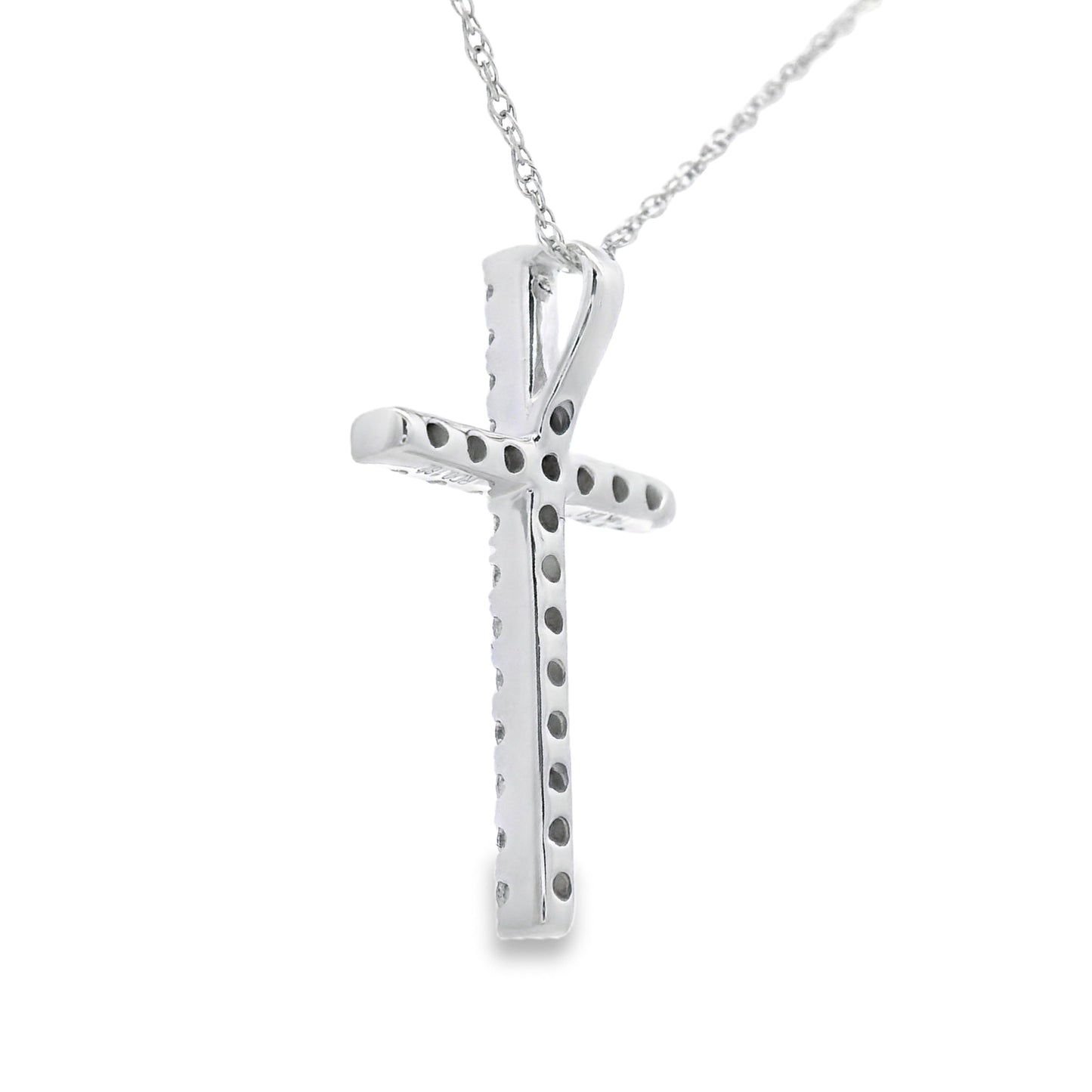 Pendentif croix en diamant de 0,19 ct en or blanc 14KT