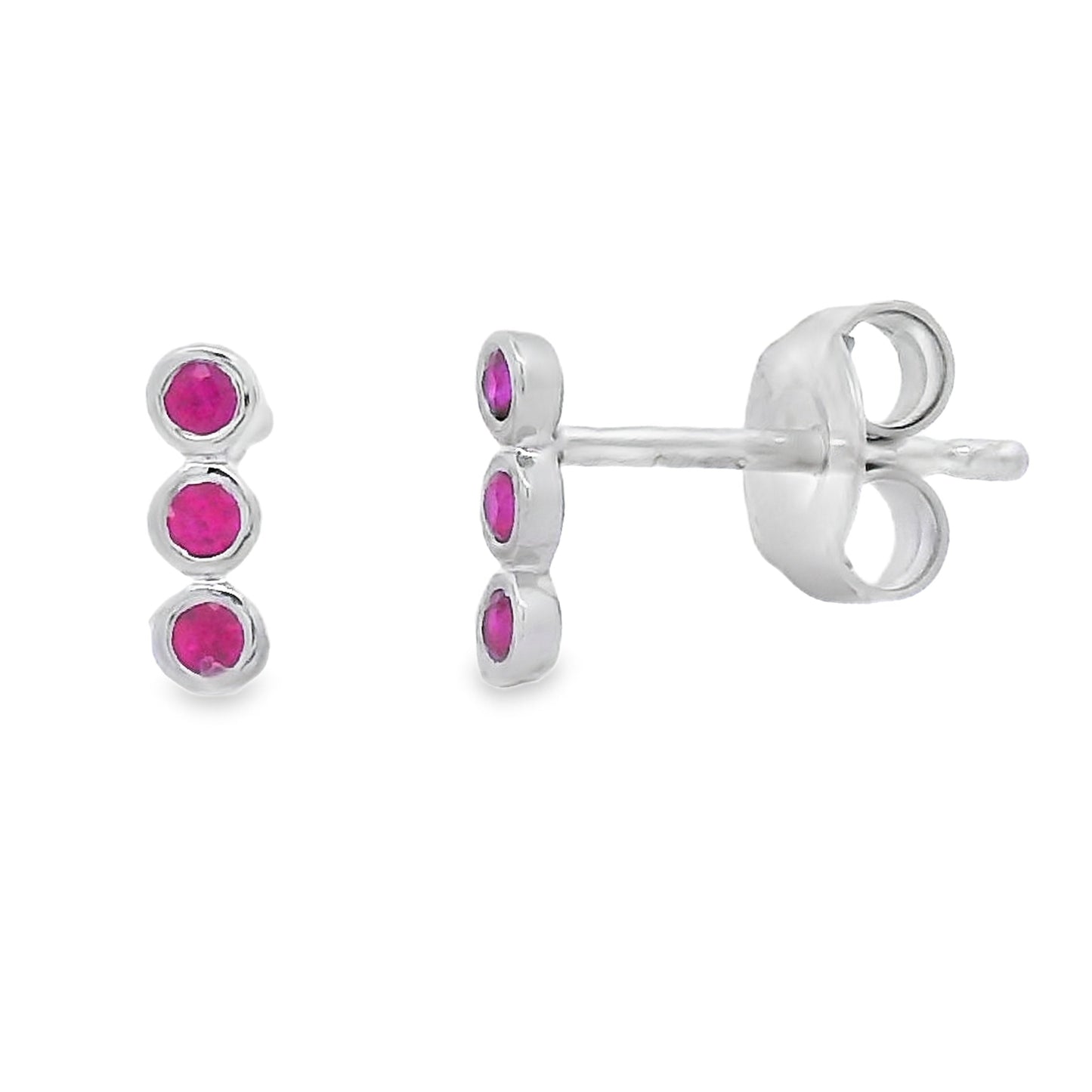 Genuine .11ct Ruby Earrings in 14KT White Gold