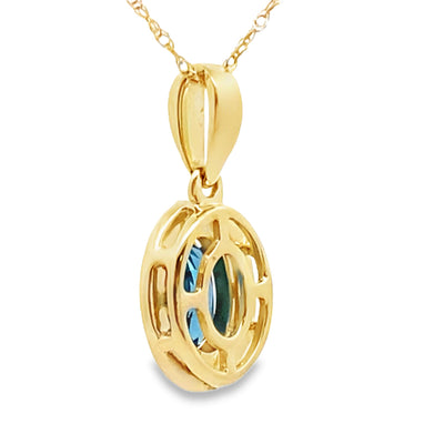 London Blue Topaz Pendant in 10KT Yellow Gold