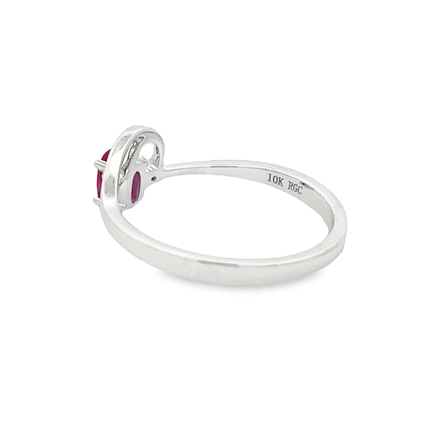 Anillo de Diamante de Rubí Creado de .02ct en Oro Blanco de 10KT
