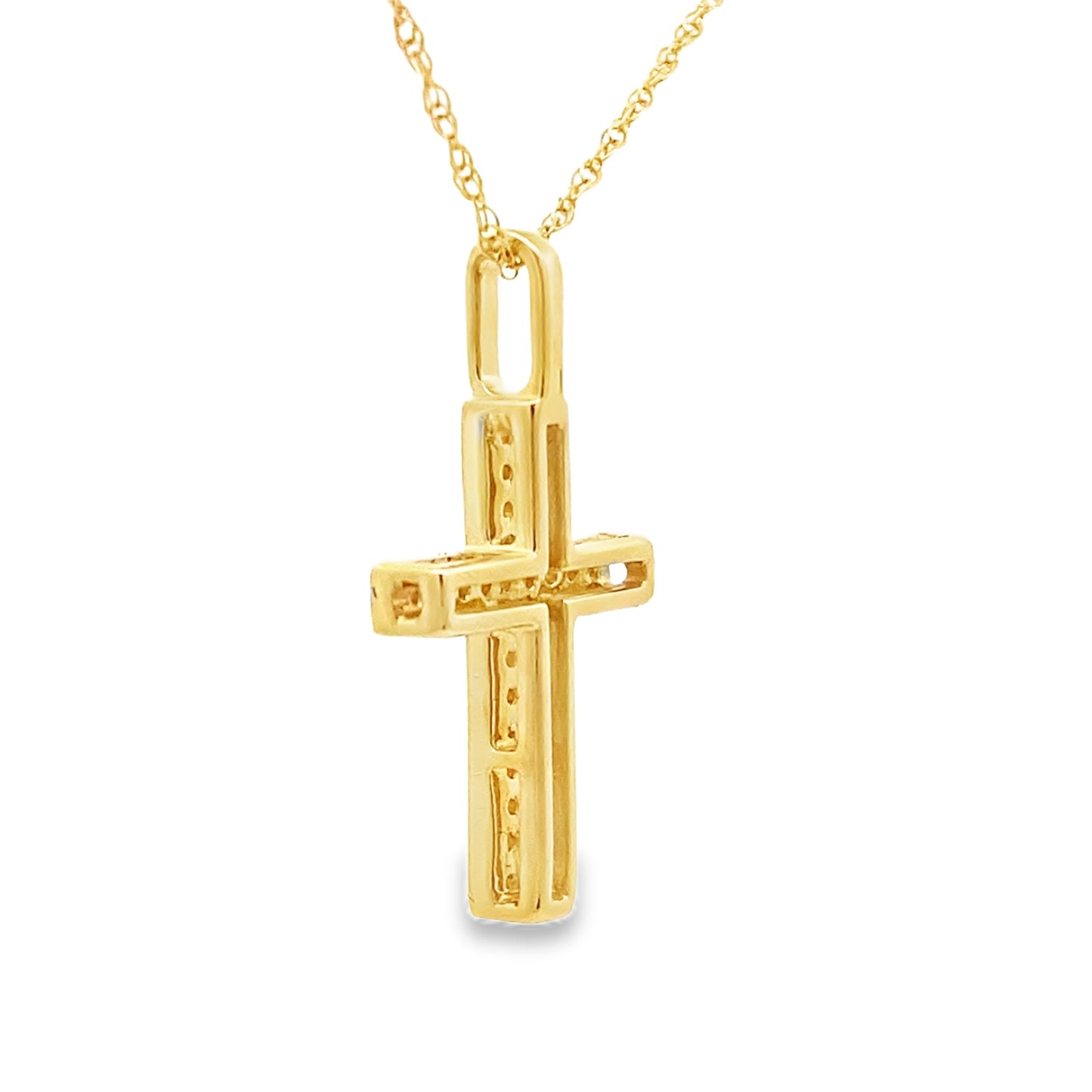.08ct Diamond Cross Pendant in 14KT Yellow Gold