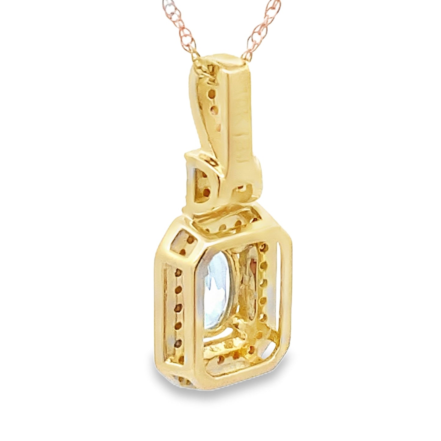 Aquamarine Diamond Pendant in 10KT Yellow Gold