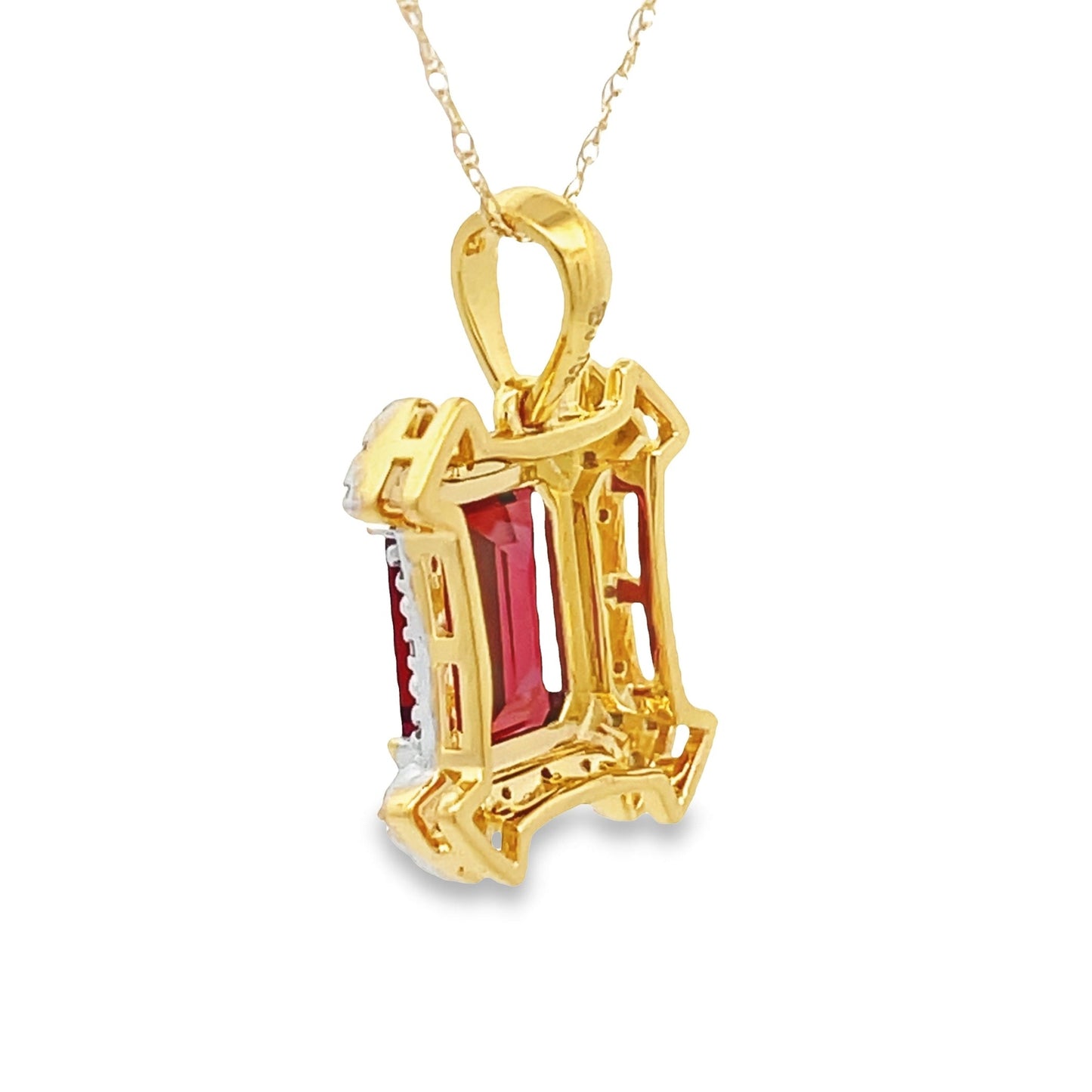 Pendentif en Grenat et Diamant de 1,87 ct en Or Jaune 10KT