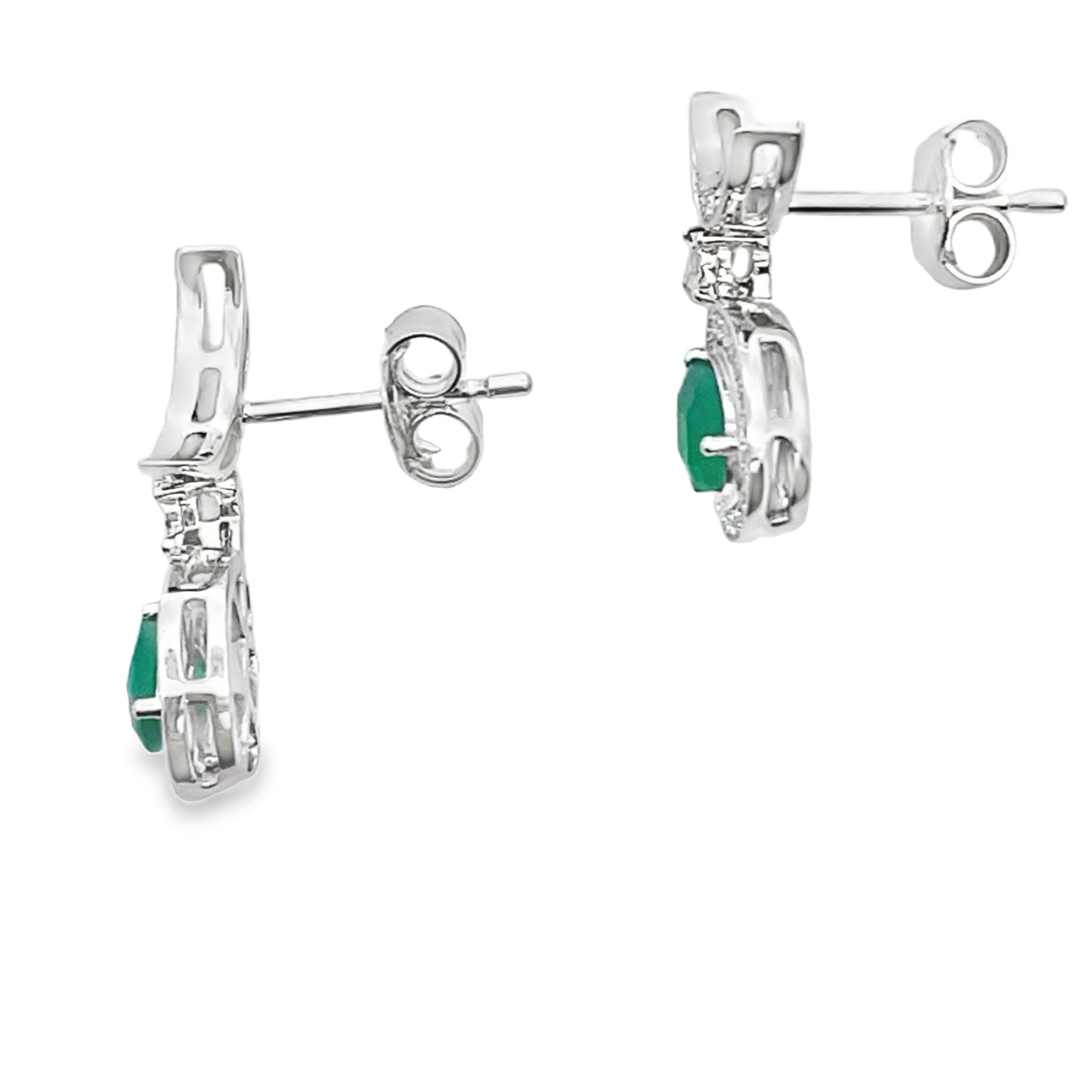 Pendientes Colgantes de Diamante de Calcedonia en Oro Blanco de 10KT
