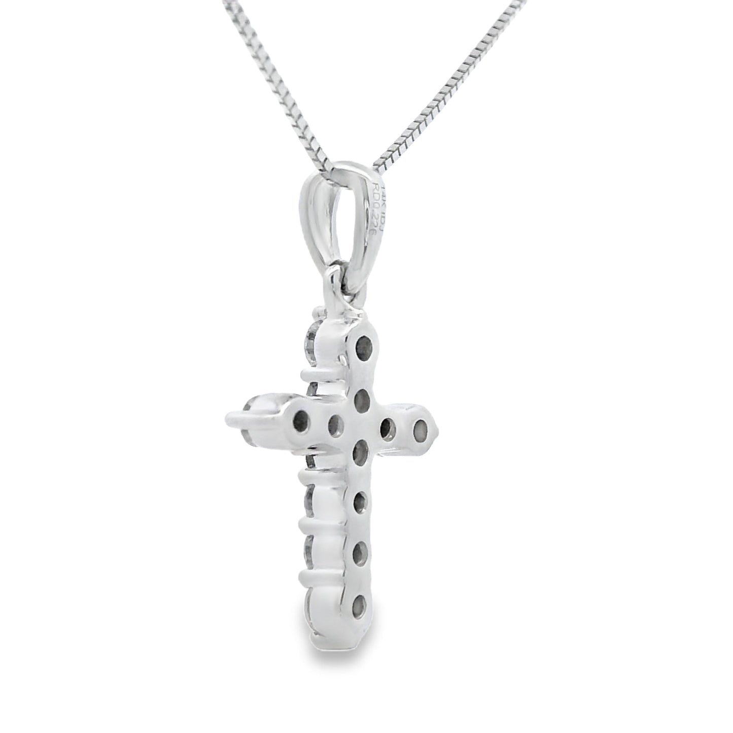 .23ct Pendentif Croix en Diamant en Or Blanc 14KT