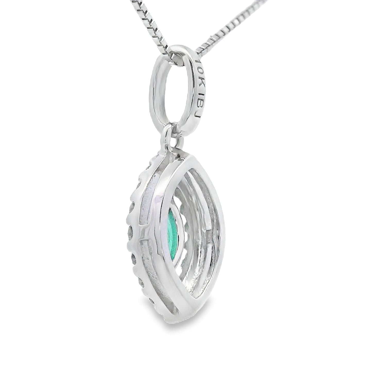 .21ct Emerald and Diamond Pendant in 10KT White Gold