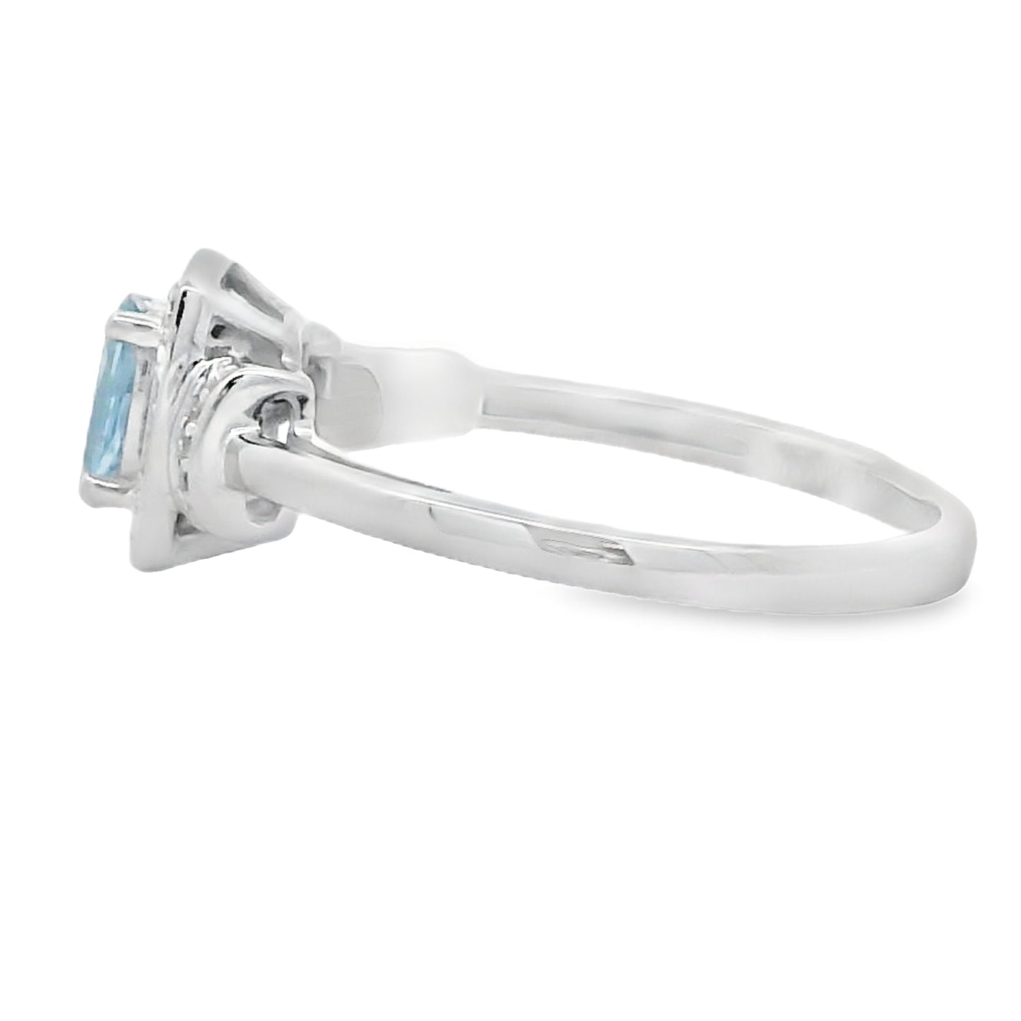 Genuine .45ct Aquamarine Diamond Ring in 10KT White Gold