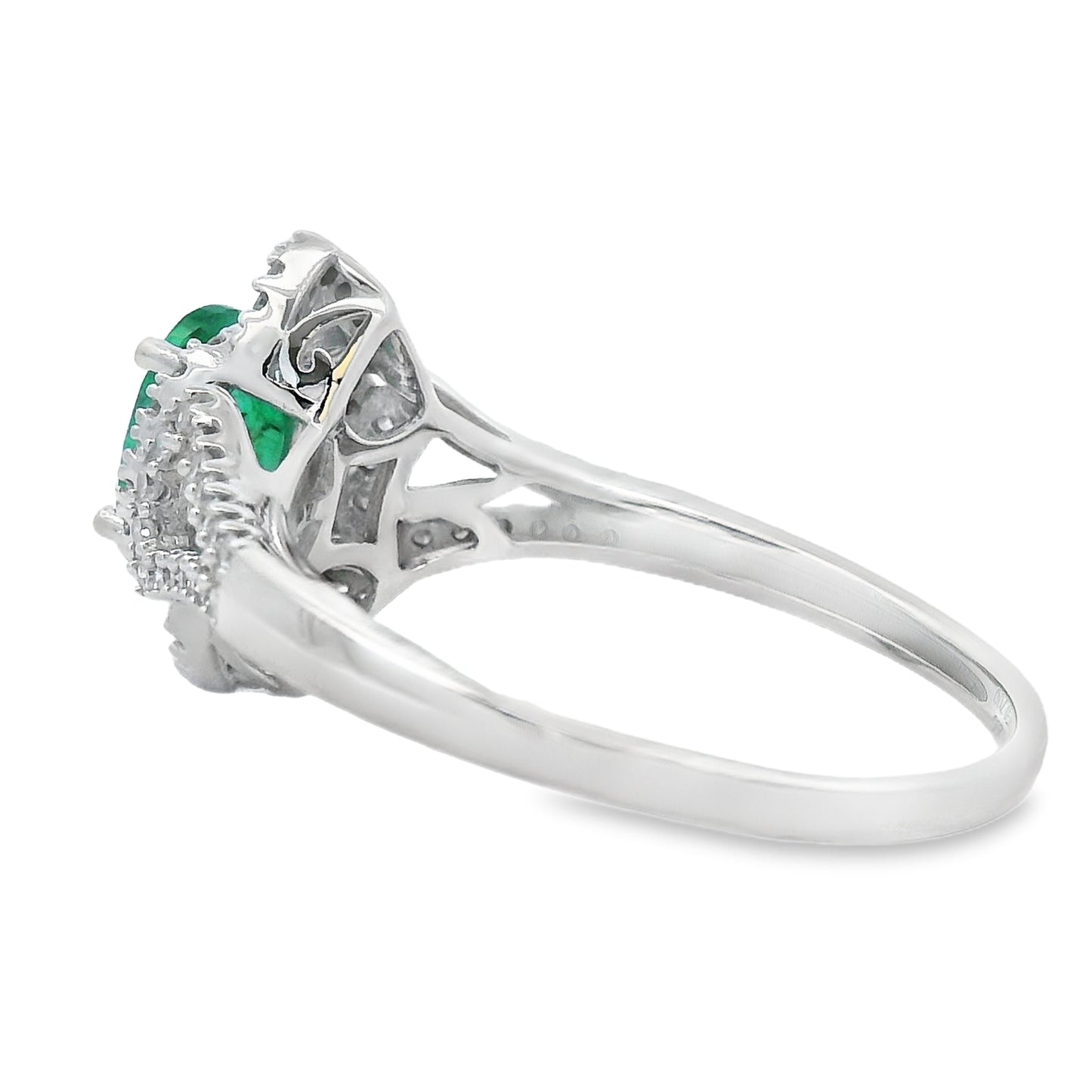 Genuine .94ct Emerald Diamond Ring in 14KT White Gold