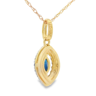 Sapphire Diamond Fashion Pendant in 10KT Yellow Gold