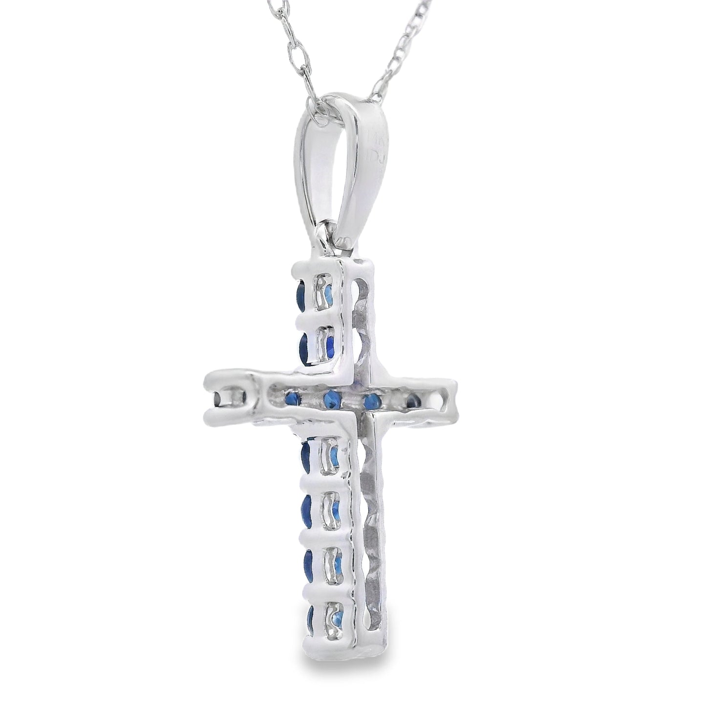 .29ct Pendentif Croix en Saphir en Or Blanc 14KT