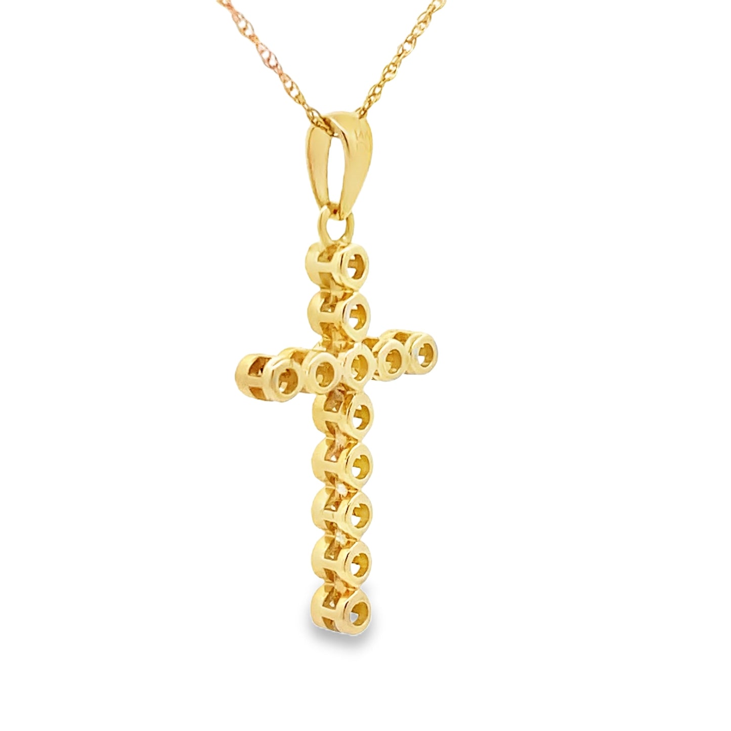 Pendentif Croix en Diamant de 0,12 ct en Or Jaune 14KT