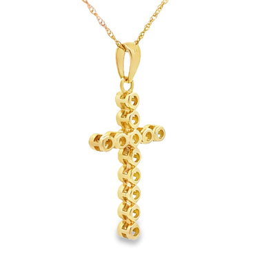 .12ct Diamond Cross Pendant in 14KT Yellow Gold