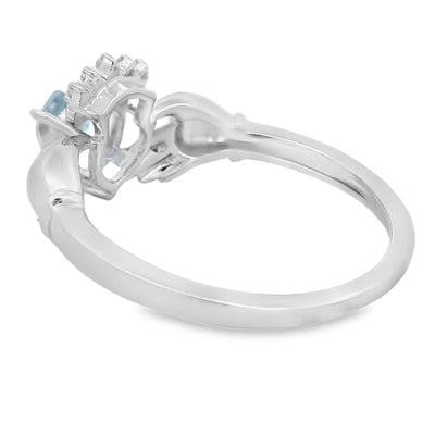 Anillo de Topacio Azul Natural Elegante en Plata Esterlina