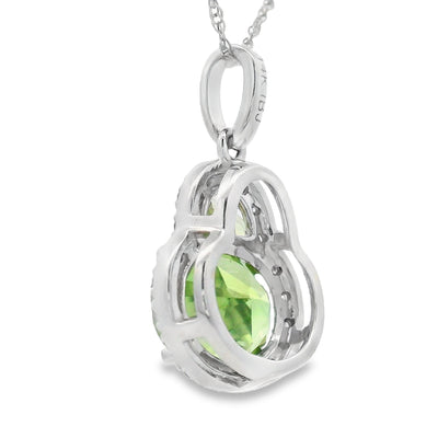 2.29ct Peridot & Diamond Pendant in 14KT White Gold