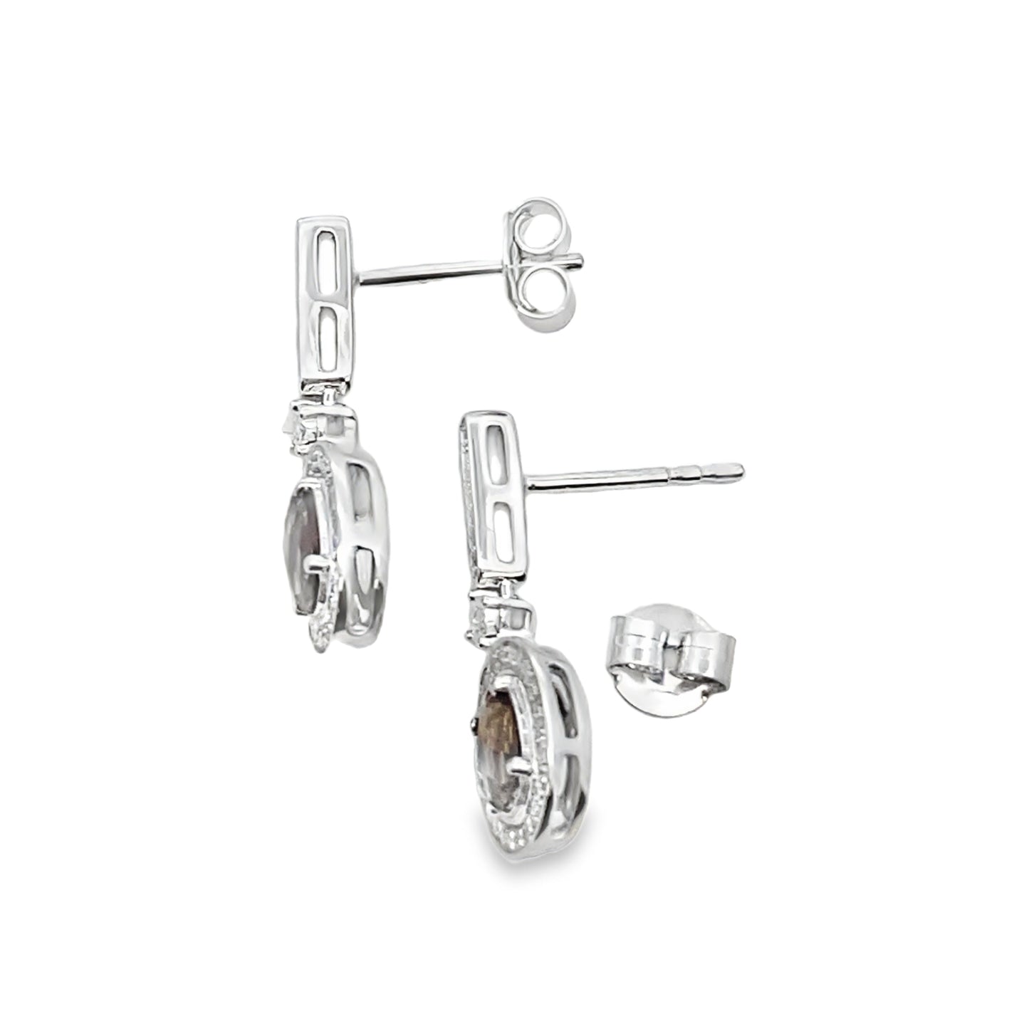 Boucles d'oreilles pendantes en diamant quartz de 0,88 ct en or blanc 10KT