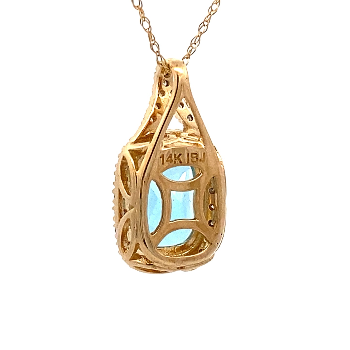 Pendentif en topaze bleue et diamant en or jaune 14KT