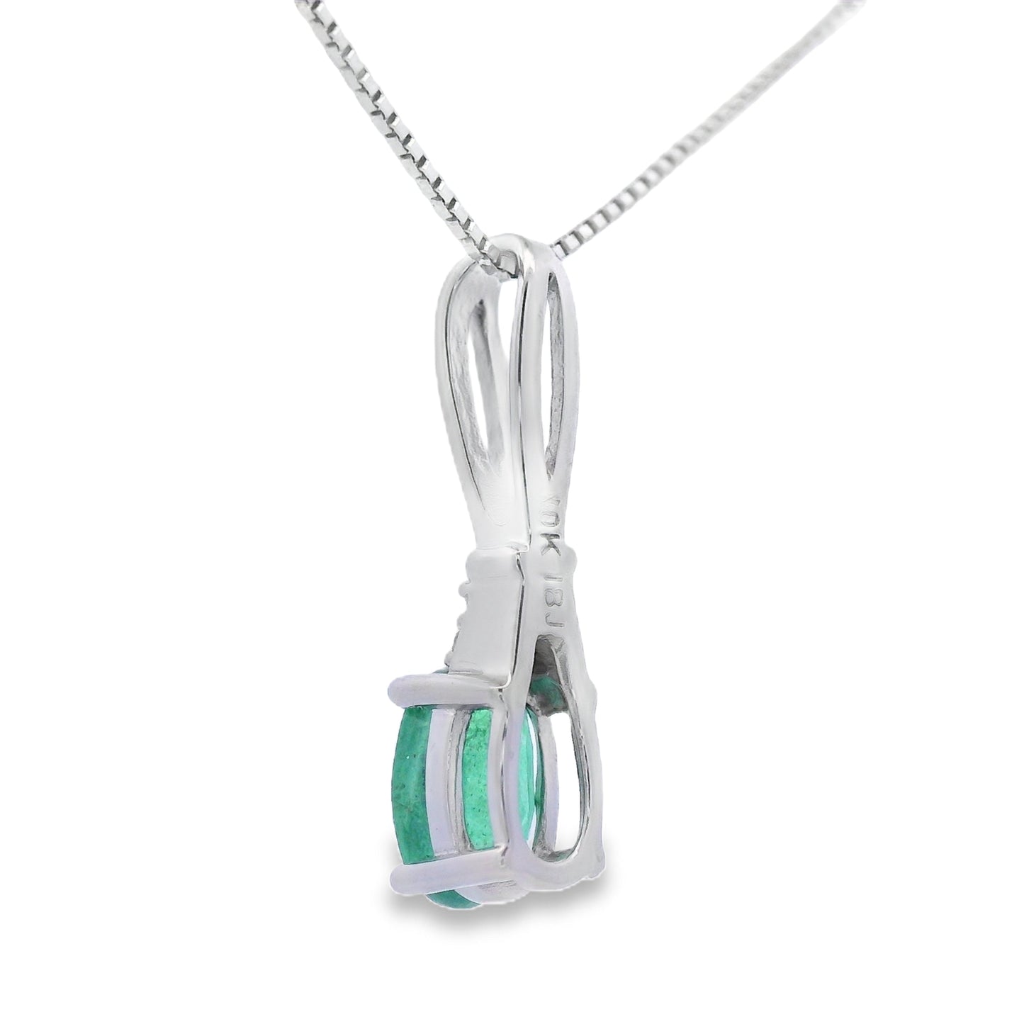 .25ct Pendentif en Émeraude et Diamant en Or Blanc 10KT