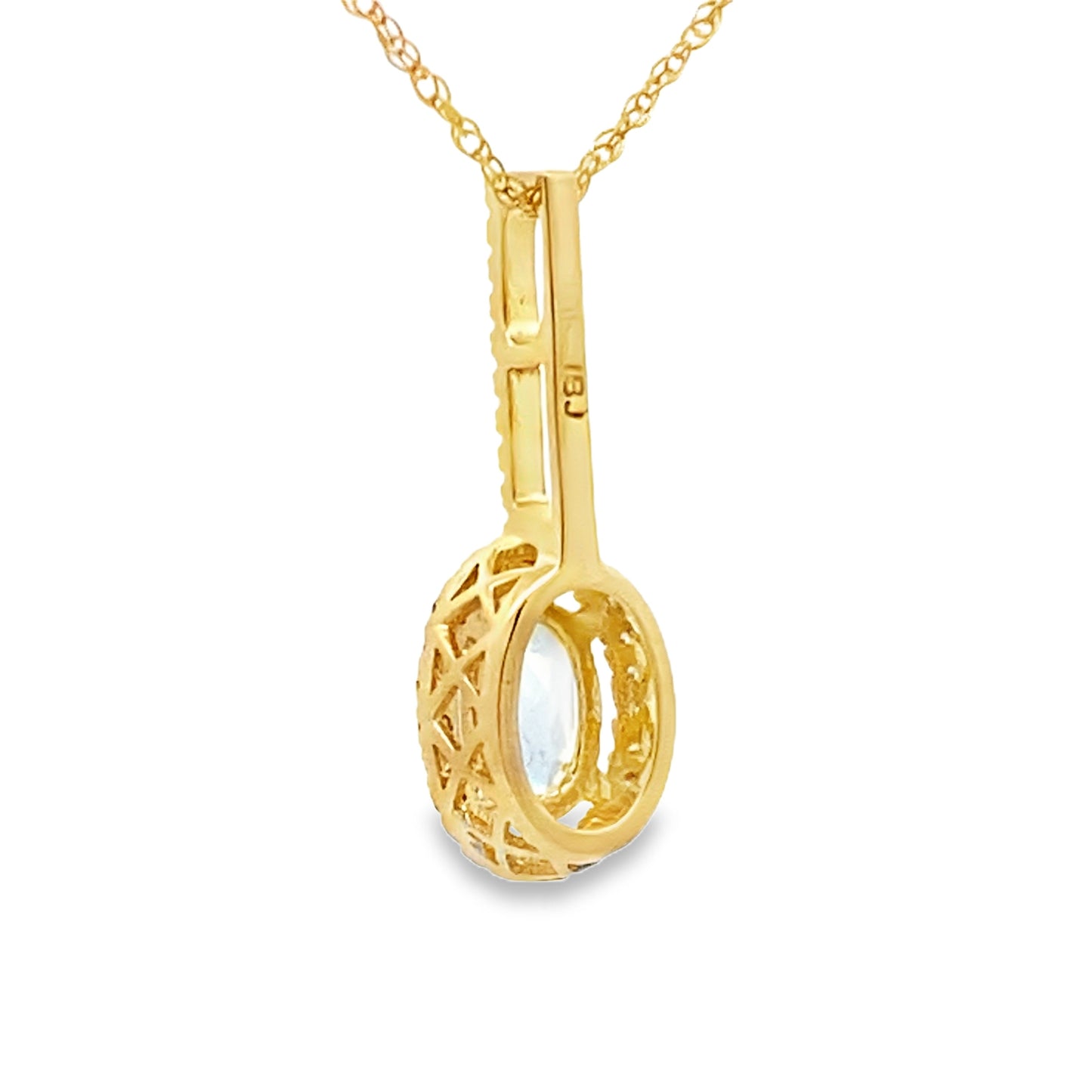Pendentif en diamant aquamarine en or jaune 10KT