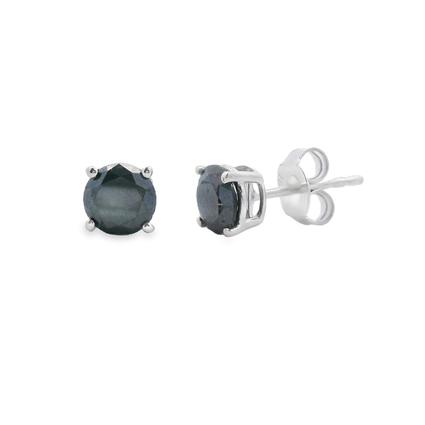 1.00ct Black Diamond Stud Earrings in Sterling Silver