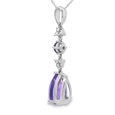 Amethyst Diamond Pendant in 10KT White Gold
