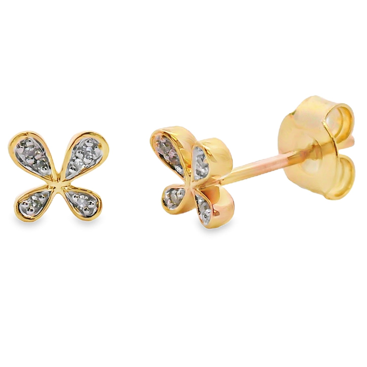 Genuine .03ct Diamond Earrings in 10KT Yellow Gold