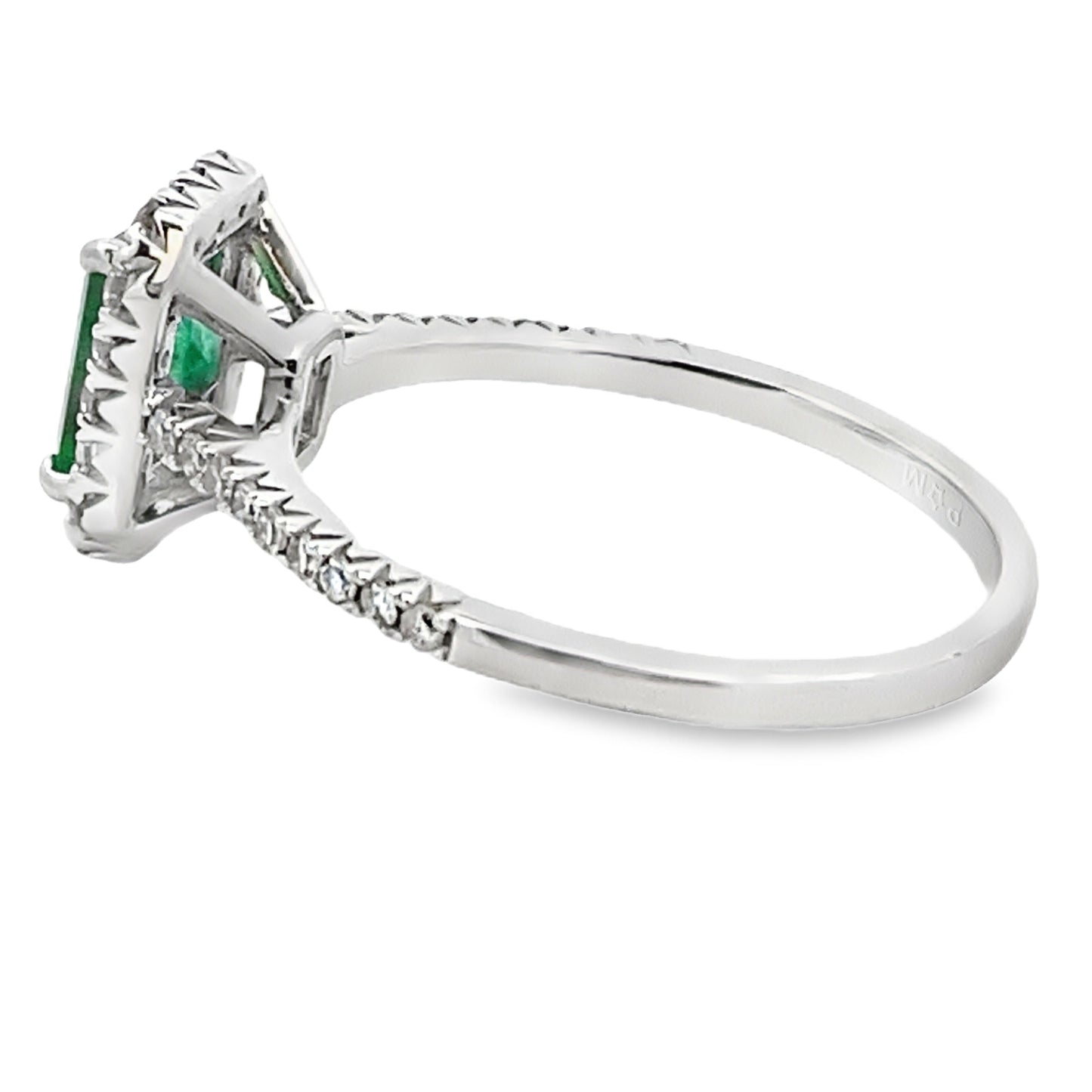 Anillo de Diamante con Esmeralda de 1.26ct en Oro Blanco de 10KT