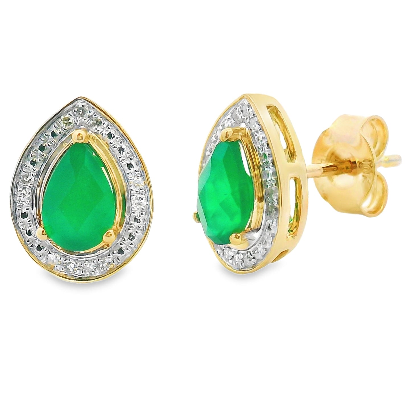 Boucles d'oreilles pendantes en diamant de chalcedoine en or jaune 10KT