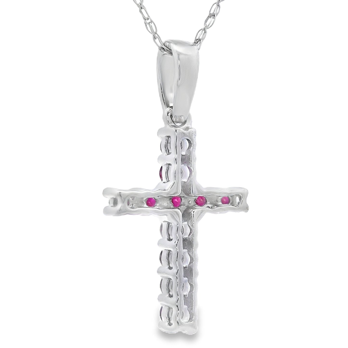 .29ct Ruby Cross Pendant in 14KT White Gold