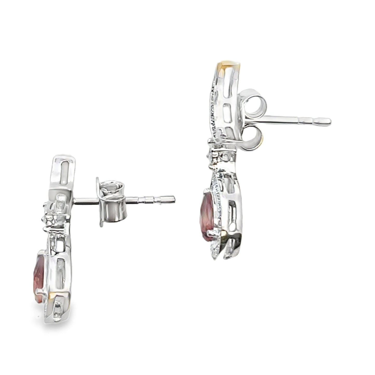 .62ct Garnet Diamond Dangle Earrings in 10KT White Gold