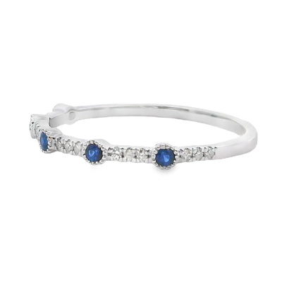 Sapphire Diamond Stackable Band Set in 14KT White Gold