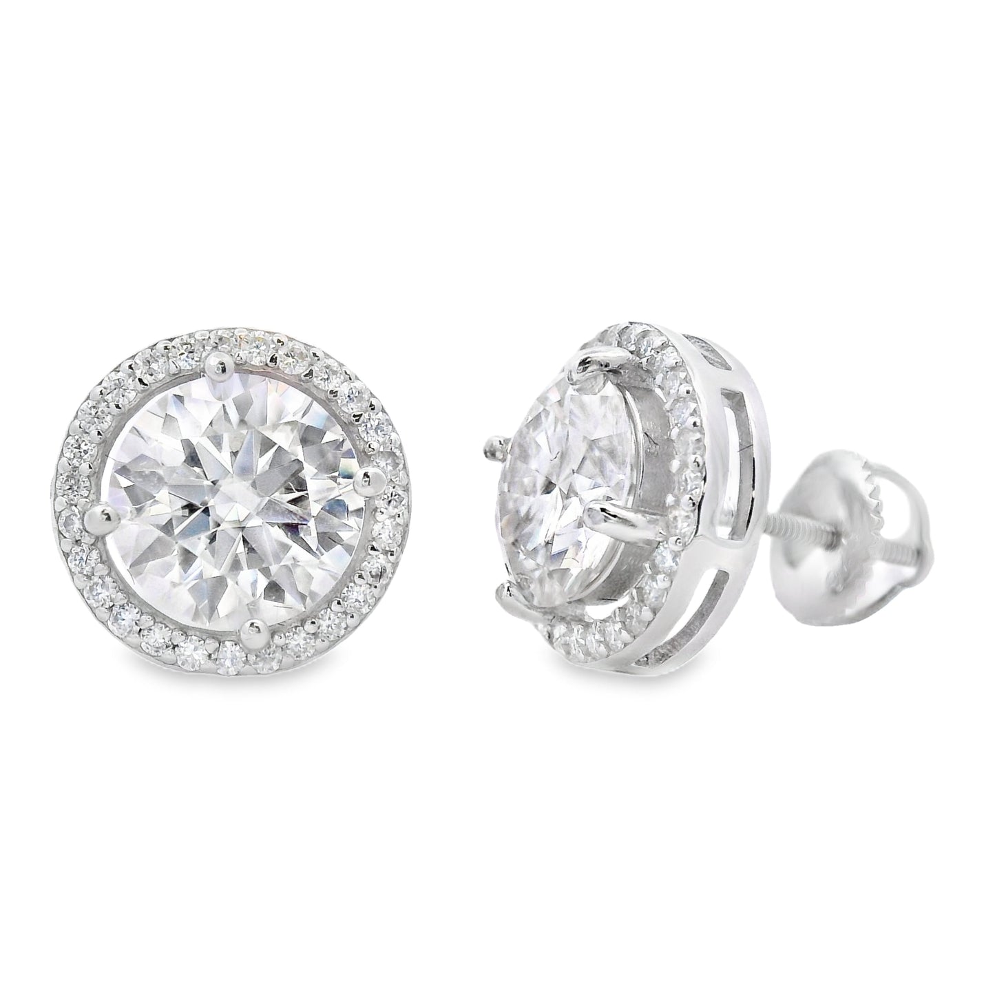 Genuine 4.33ct Moissanite Stud Earrings in Sterling Silver